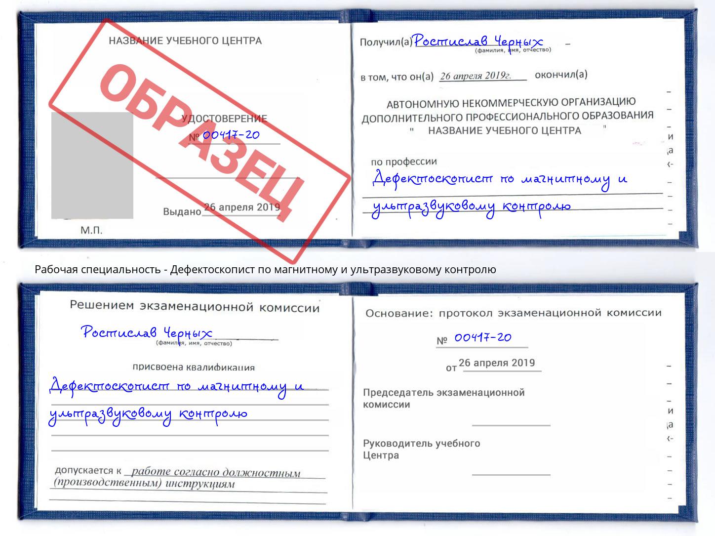 Дефектоскопист по магнитному и ультразвуковому контролю Елец