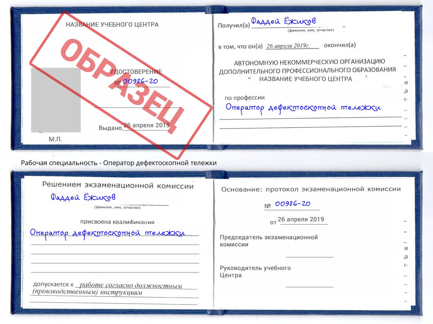 Оператор дефектоскопной тележки Елец