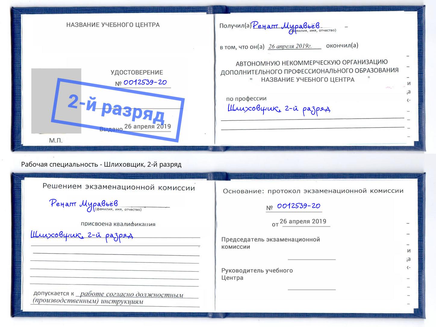 корочка 2-й разряд Шлиховщик Елец